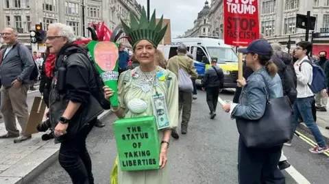 Thousands Protesters Gather in Central London to Oppose President Trump's Official UK Trip