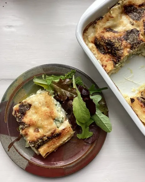 Rachel Roddy's Recipe for Layered Pasta with Zucchini and Cheese Medley