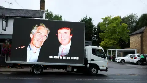 Four Detentions Made After Donald Trump and Jeffrey Epstein Pictures Projected on Royal Castle